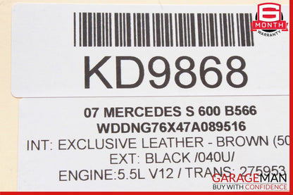 07-09 Mercedes W221 S600 S65 AMG Rear Left / Right Seat Headrest Head Rest Brown