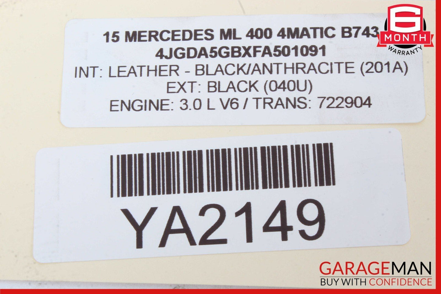 12-19 Mercedes W166 ML400 GLE43 AMG Window Regulator Motor Rear Right Side OEM