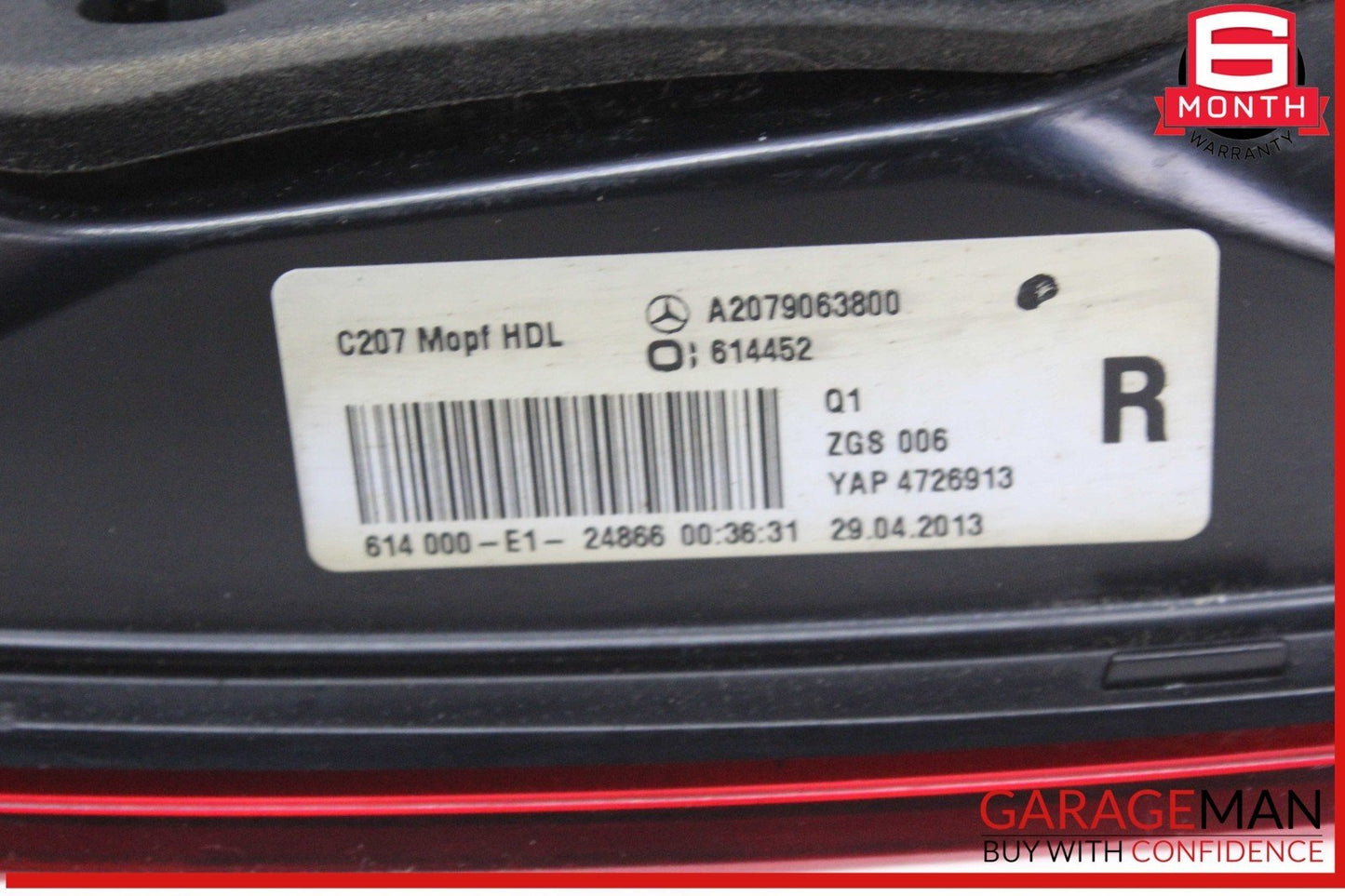 14-17 Mercedes W207 E350 Rear Right Passenger Side Inner Tail Light Lamp OEM