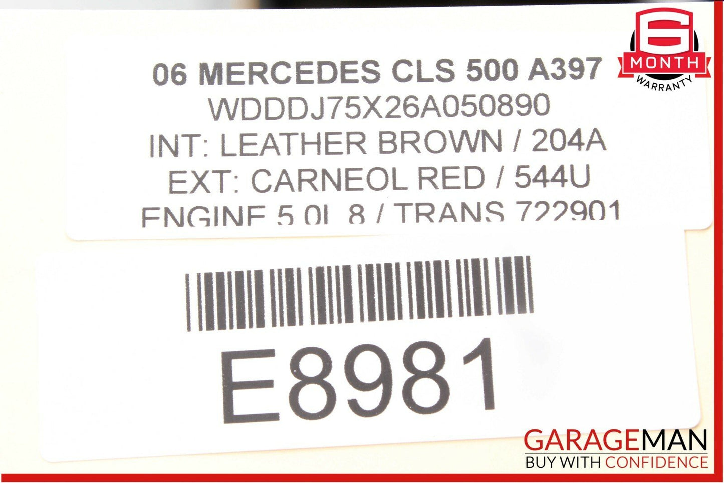 06-11 Mercedes W219 CLS500 Rear Right Side Exterior Door Handle Keyless Go Red