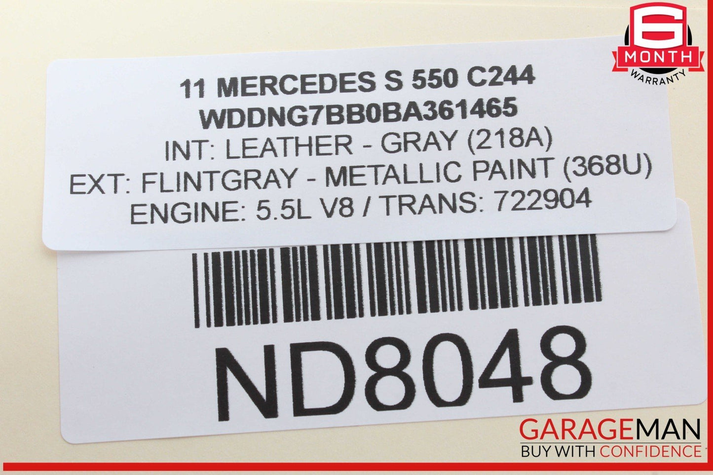 10-13 Mercedes W221 S550 CL550 Front Upper Interior Rear View Mirror Gray OEM
