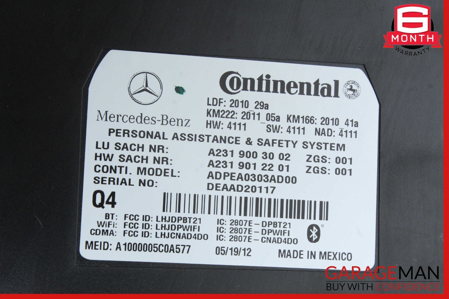 10-16 Mercedes E350 SLK250 ML550 C250 Tele Aid Control Module Unit 2319002203
