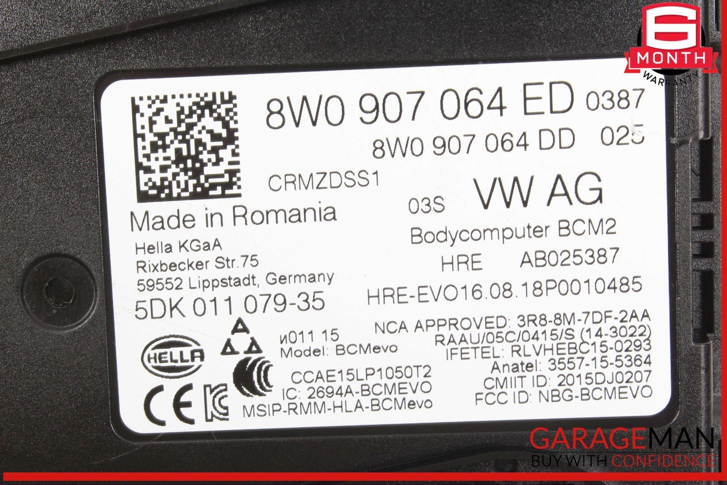 17-19 Audi Q7 BCM Body Computer Control Module Unit 8W0907064ED OEM