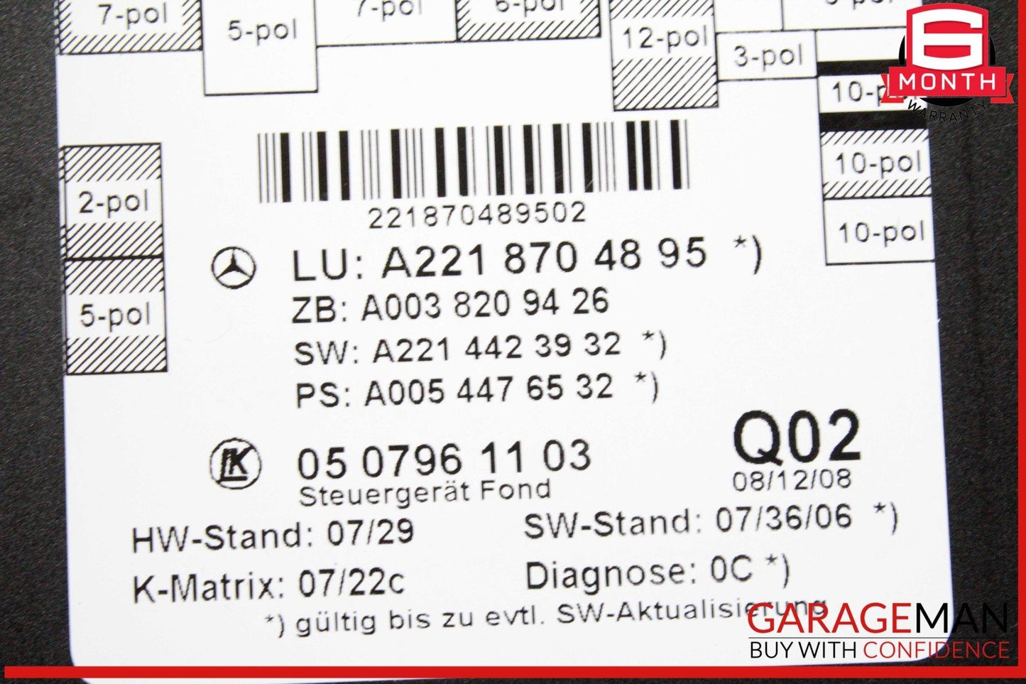 07-13 Mercedes W221 S550 S400 Rear Right or Left Side Door Control Module OEM