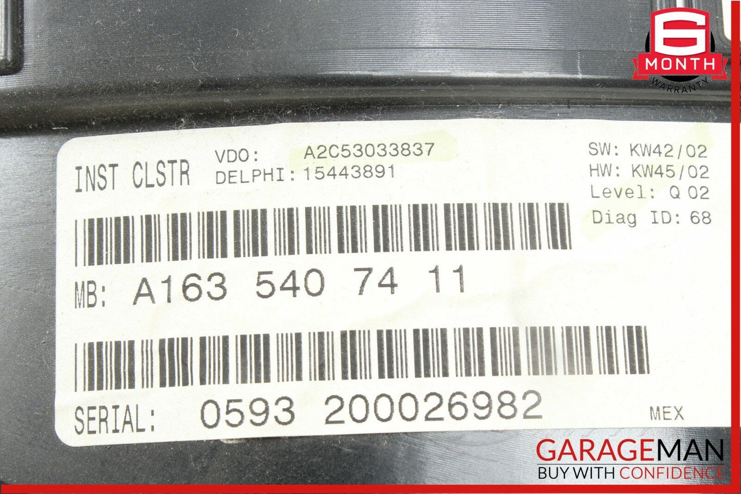 02-05 Mercedes W163 ML500 Speedometer Odometer Instrument Cluster Gauge