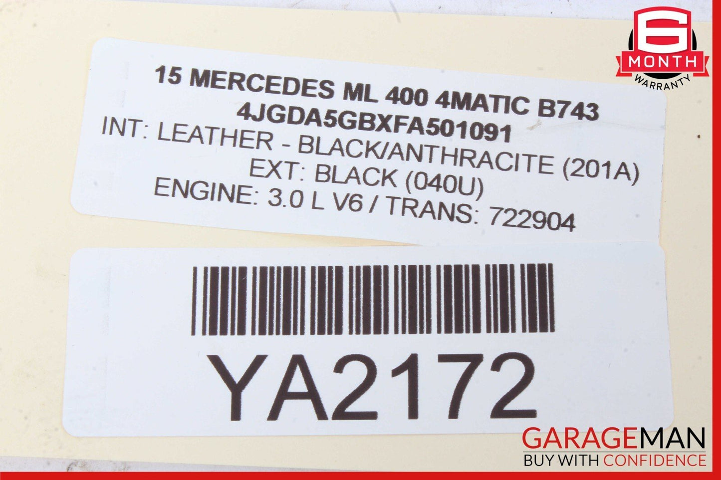 12-18 Mercede W166 ML400 E350 Rear Left Side Exterior Door Handle Frame OEM