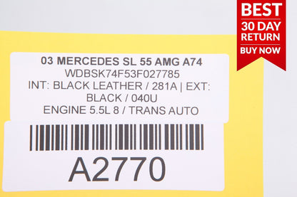 03-11 MERCEDES R230 SL55 AMG REAR LEFT DRIVER SIDE QUARTER WINDOW GLASS A74 OEM
