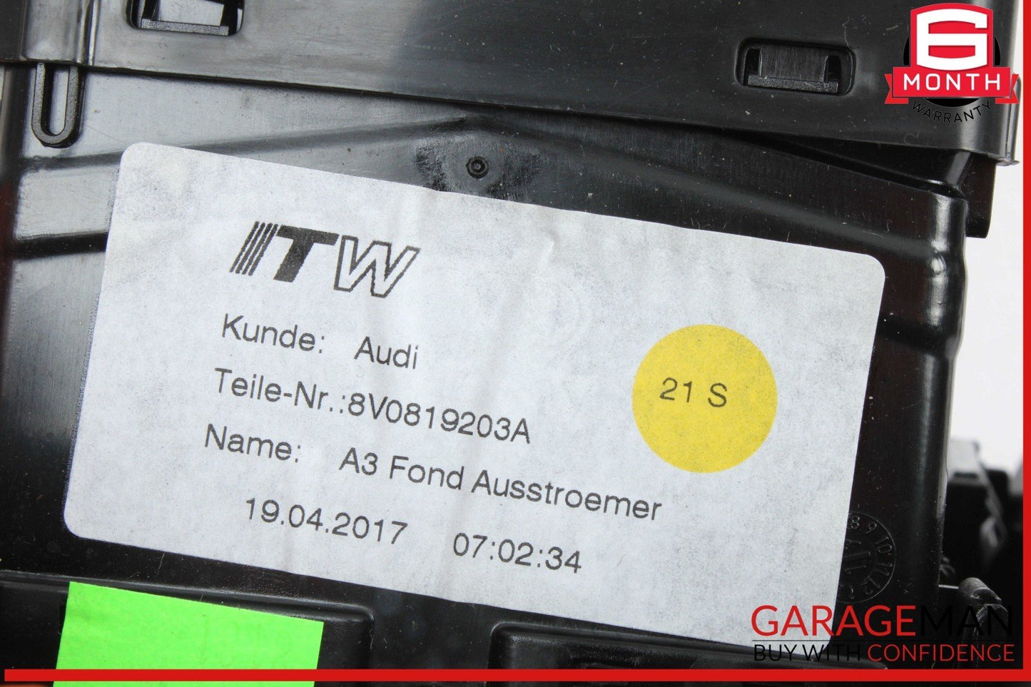 17-20 Audi A3 S3 Rear Center Console AC A/C Heater Air Vent Panel 8V0857042 OEM