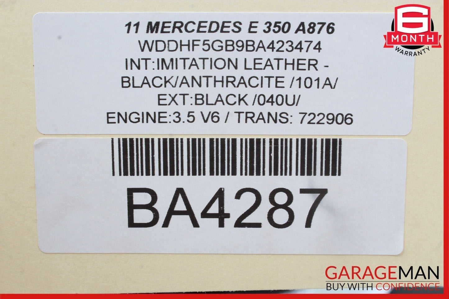 10-16 Mercedes W212 E350 E400 C250 Interior Rear View Mirror Gray 2048104217 OEM