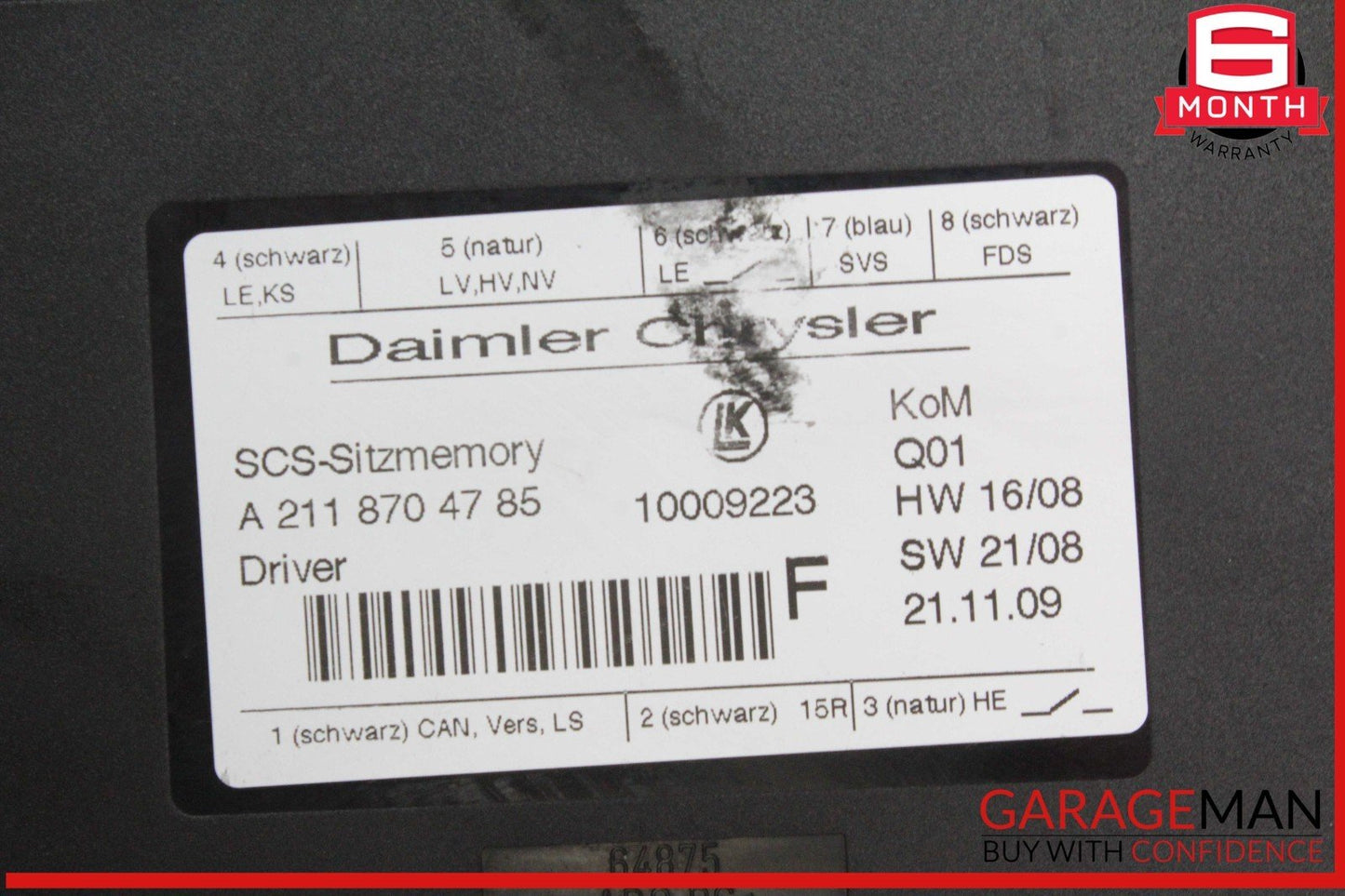 03-13 Mercedes-Benz ML350 W164 Front Left Seat Control Module 2118704785 OEM