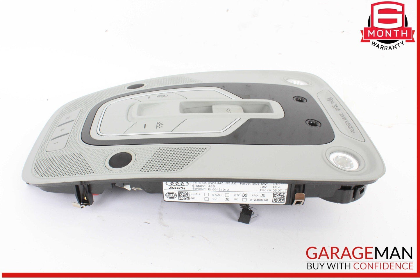 17-19 Audi A4 Quattro Front Console Overhead Dome Light 8W0947135AK OEM