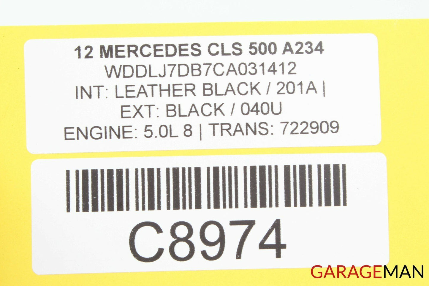 12-14 Mercedes W218 CLS500 Rear Trunk Lid Lock Latch Cylinder 2047500261 OEM