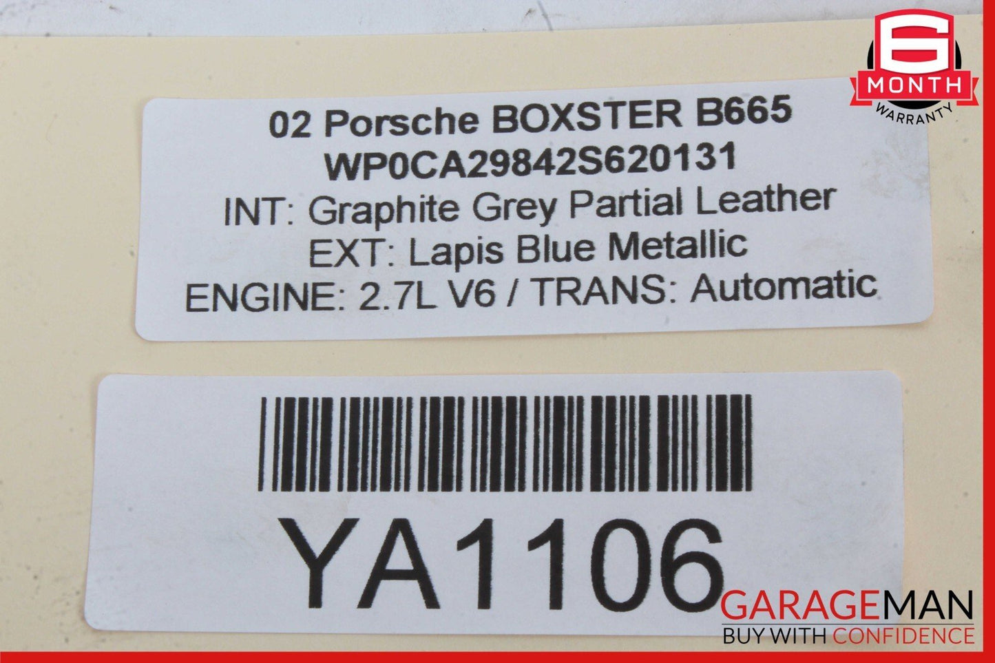 97-04 Porsche Boxster 986 Engine Motor Cooling Fan Intake Black 98662403600 OEM