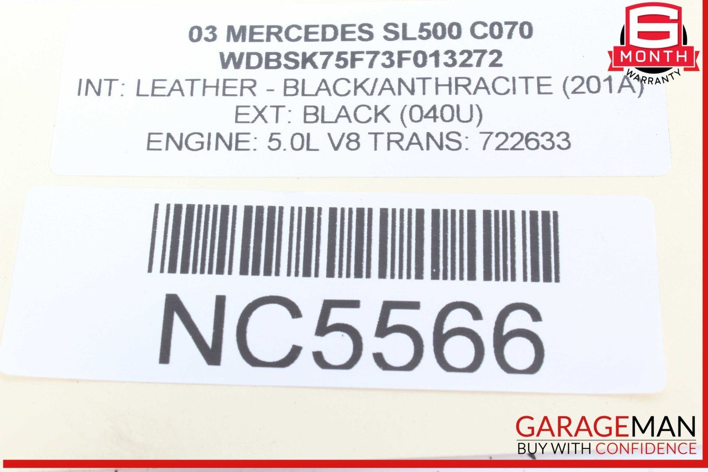 03-06 Mercedes R230 SL500 SL600 Rear Left Hydraulic Shock Strut Absorber OEM