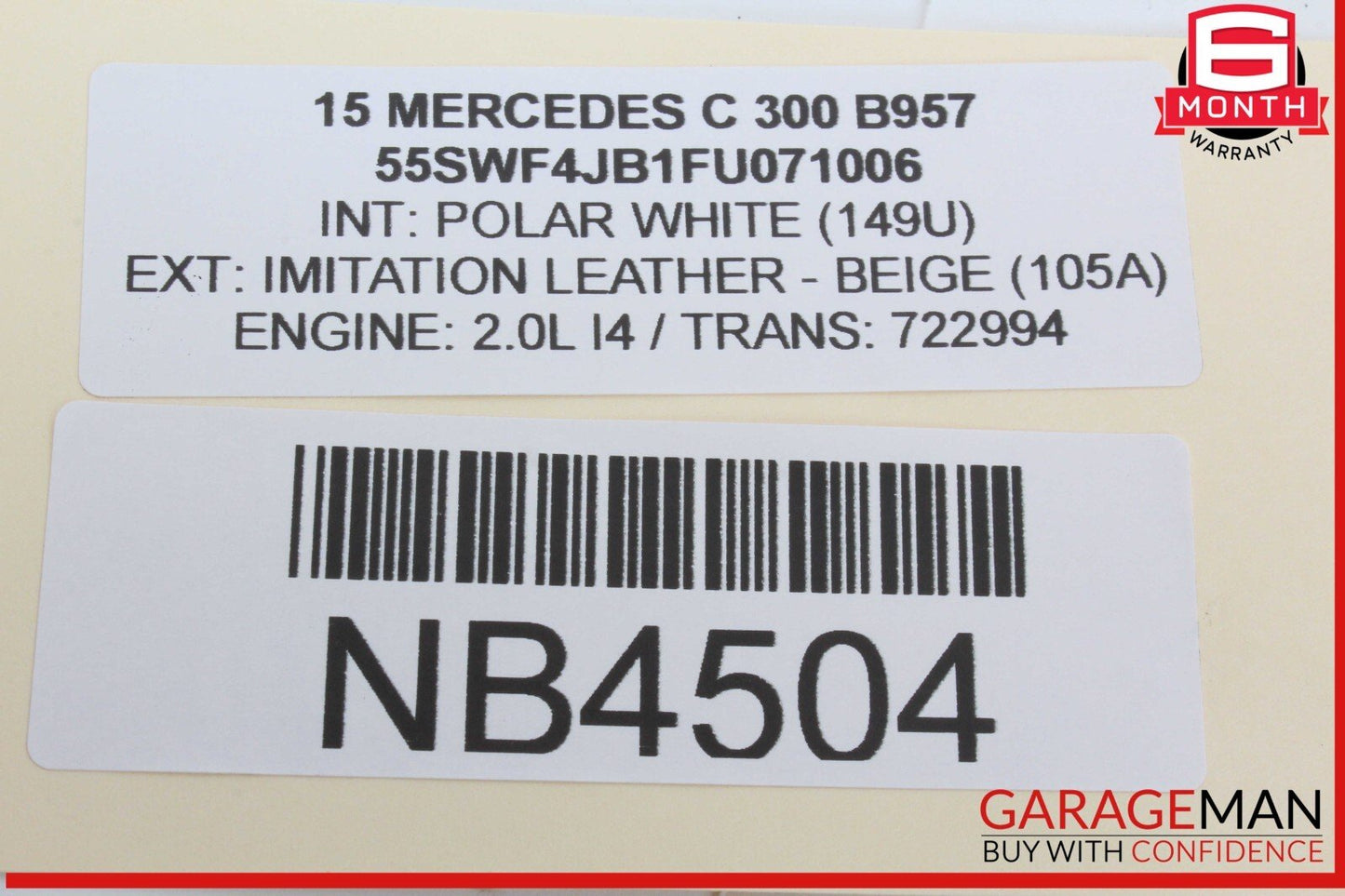 15-20 Mercedes W205 C300 C63 AMG S Rear Left Side Exterior Door Handle White OEM