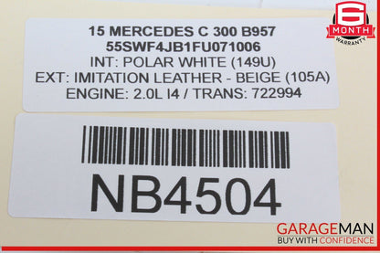 15-20 Mercedes W205 C300 C63 AMG S Rear Left Side Exterior Door Handle White OEM