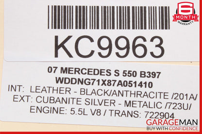 07-14 Mercedes W221 S550 CL600 Trunk Seat Lumbar Vacuum Pump 2218000248 OEM