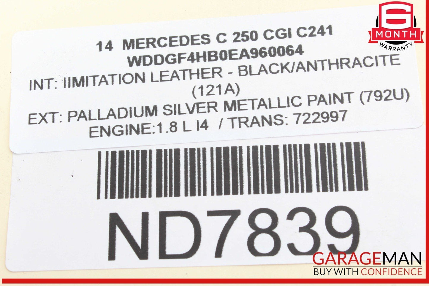 12-14 Mercedes W204 C250 CGI Intercooler Hose Right Side 2045282682 OEM