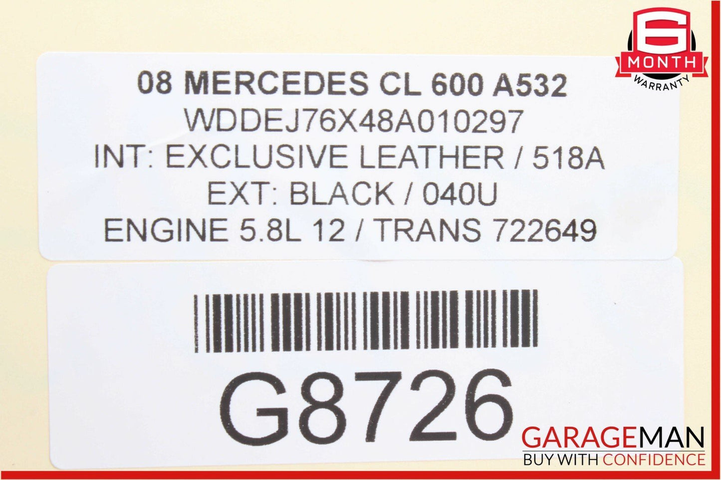 03-13 Mercedes CL600 S600 V12 M275 Engine Piston & Connecting Rod Assembly OEM