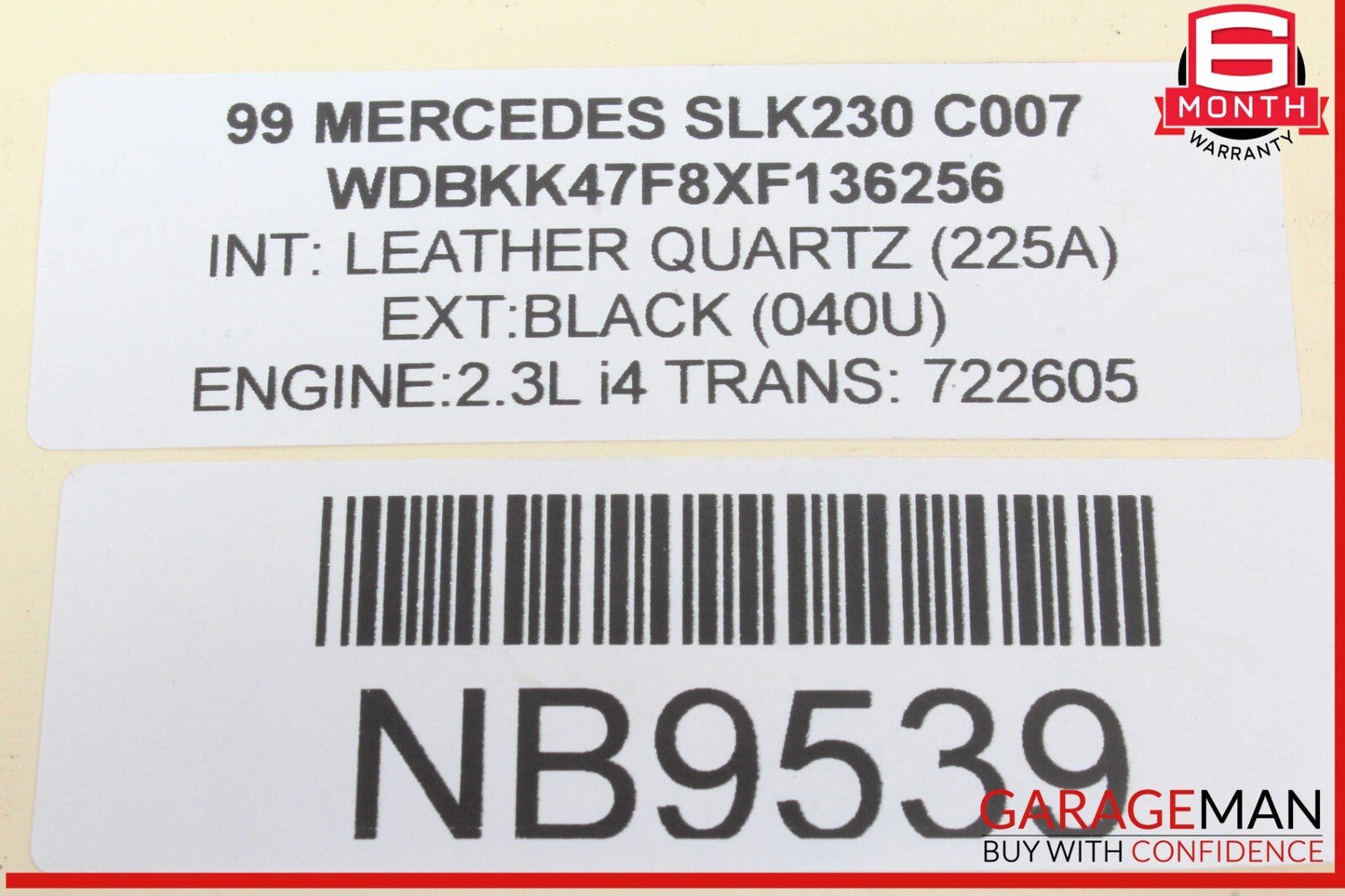 97-04 Mercedes R170 SLK230 SLK320 Right Passenger Side Seat Belt Seatbelt Black