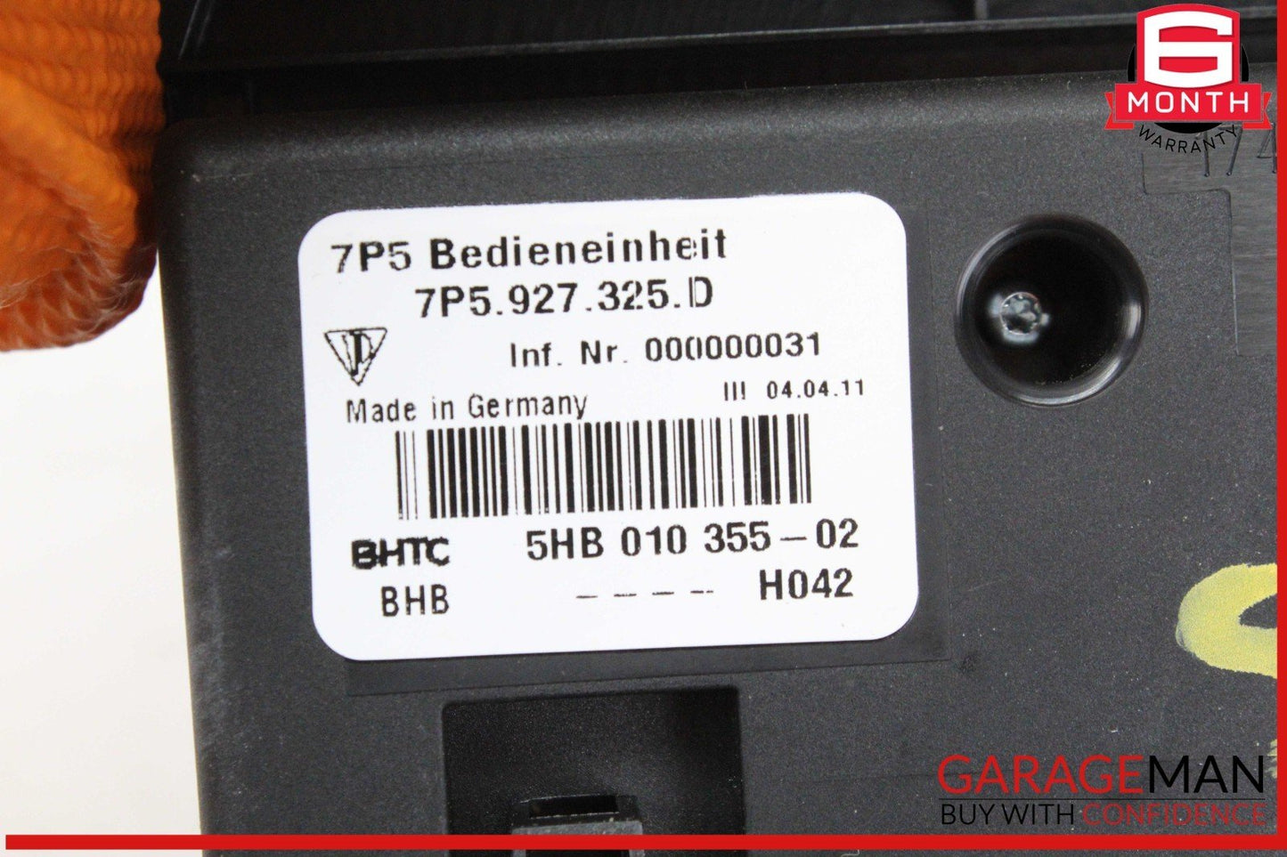 11-17 Porsche Cayenne 958 Rear Seat Heat Lock Switch Control Panel 7P5927325D