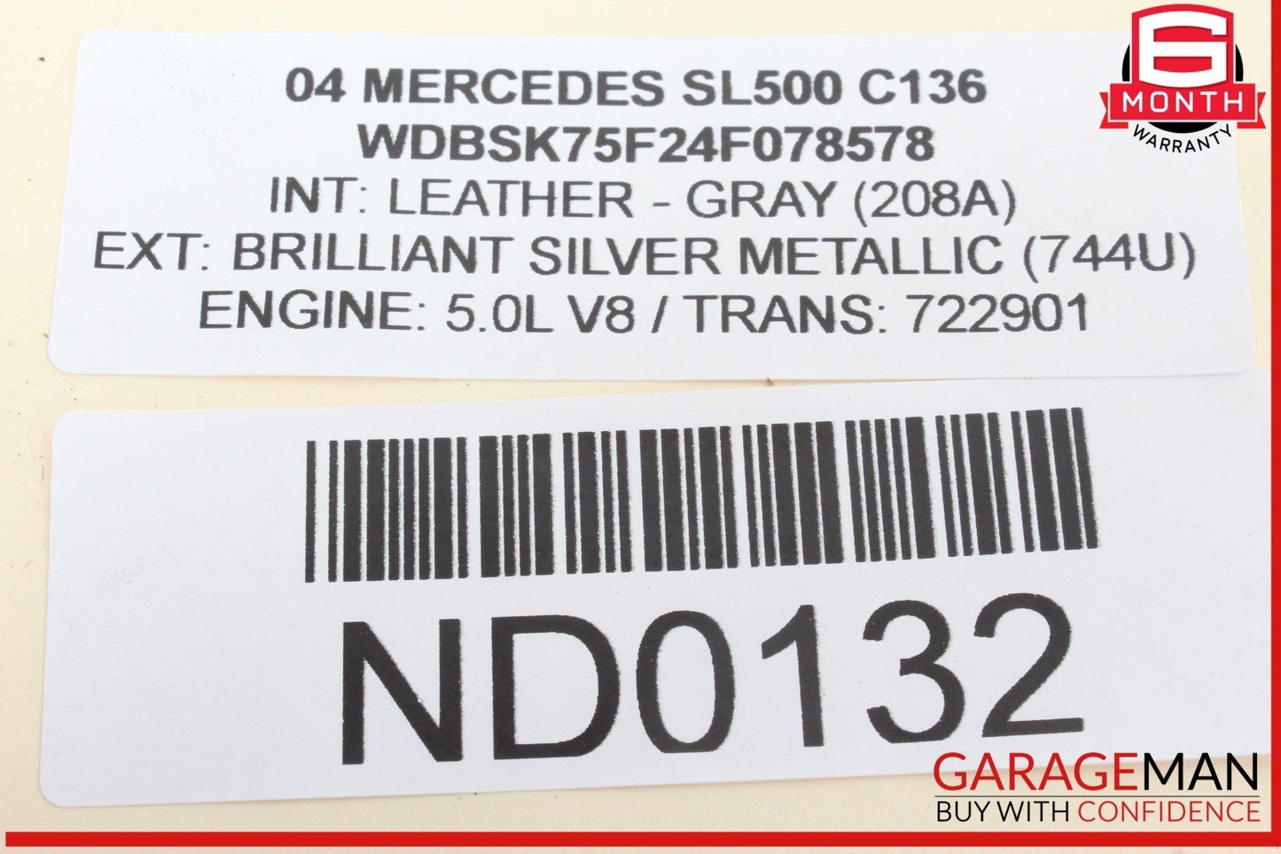 03-12 Mercedes R230 SL500 Convertible Right Roof Main Top Drive Lift Cylinder