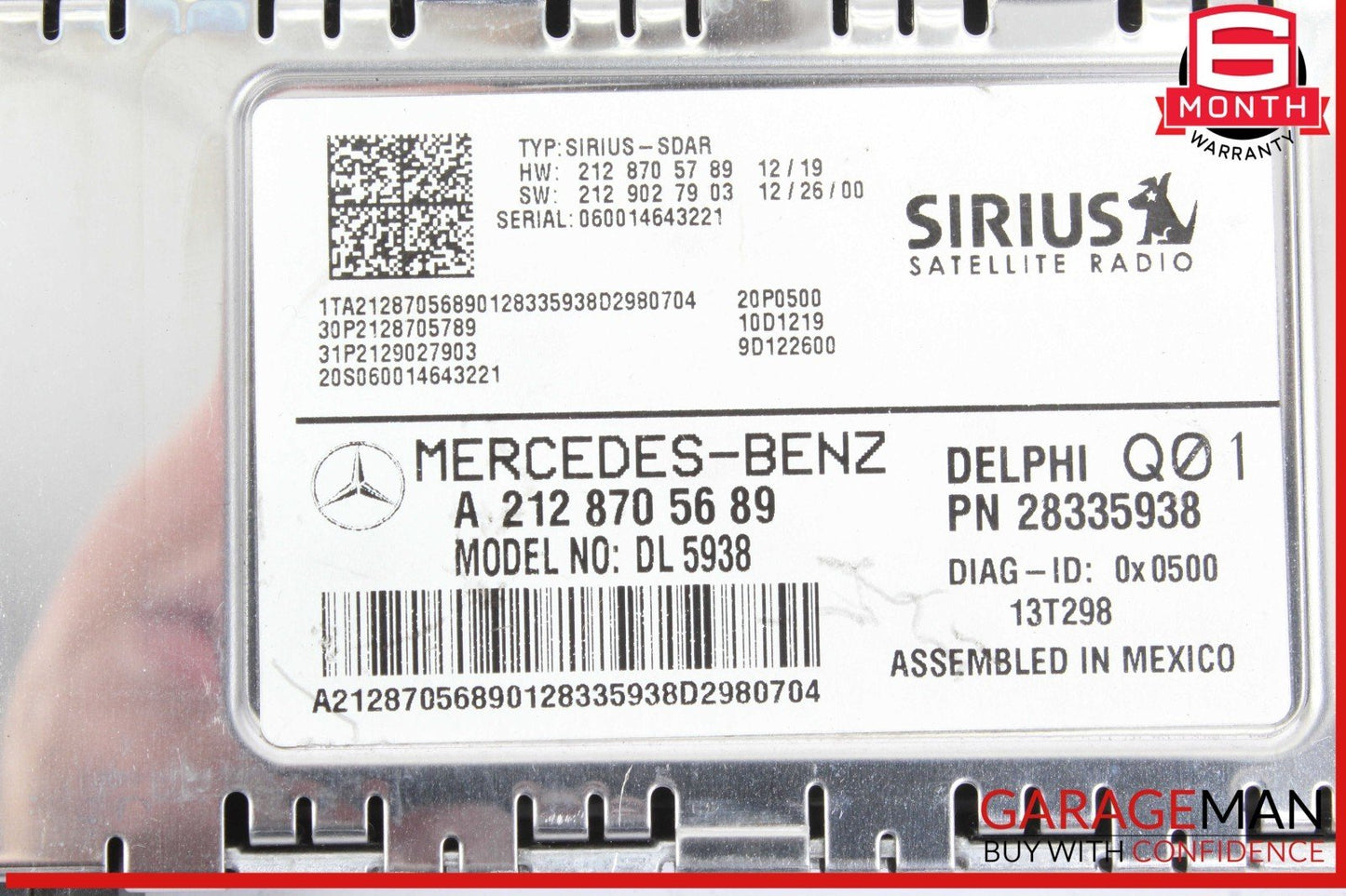 14-19 Mercedes W212 E250 Sirius Satellite Radio Receiver 2128705689 OEM