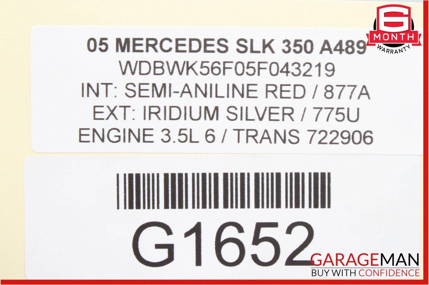 05-11 Mercedes R171 SLK350 Rear Left Convertible Roof Top Trunk Lid Cylinder