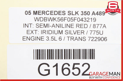 05-11 Mercedes R171 SLK350 Rear Left Convertible Roof Top Trunk Lid Cylinder
