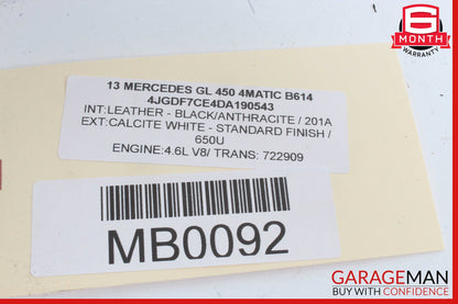 11-20 Mercedes X166 GL450 SL550 S550 M278 High Pressure Fuel Pump Line Set OEM