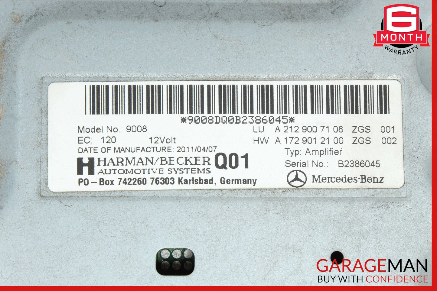 08-17 Mercedes W212 E350 CLS550 Amplifier Amp Harman/Becker 2129007103 OEM