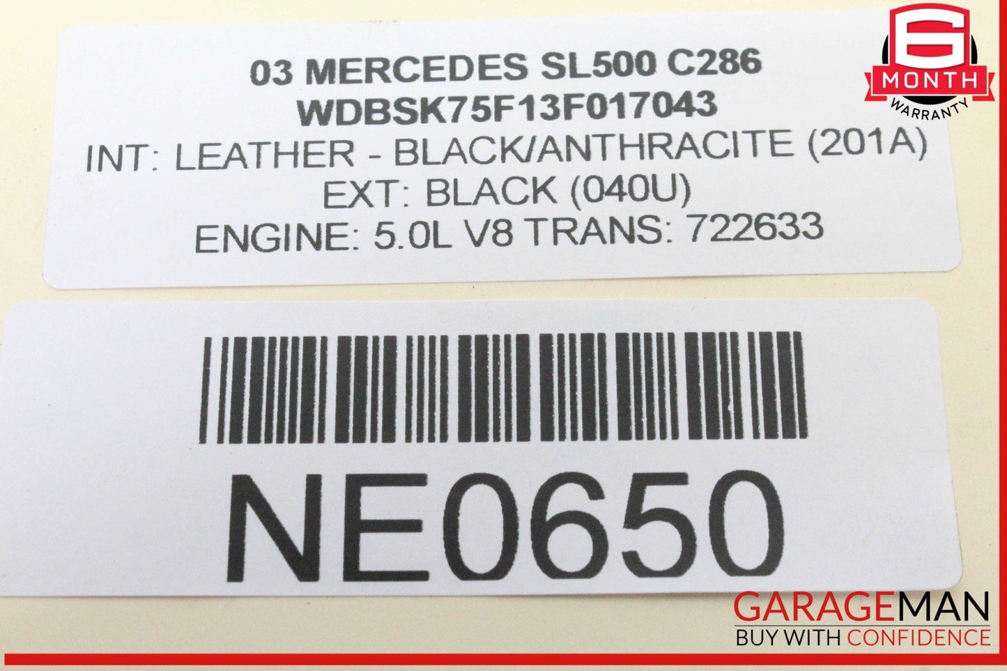 03-12 Mercedes R230 SL500 Convertible Trunk Frame Left Lock Cylinder OEM