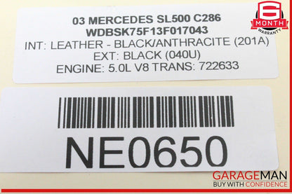 03-12 Mercedes R230 SL500 Convertible Trunk Frame Left Lock Cylinder OEM