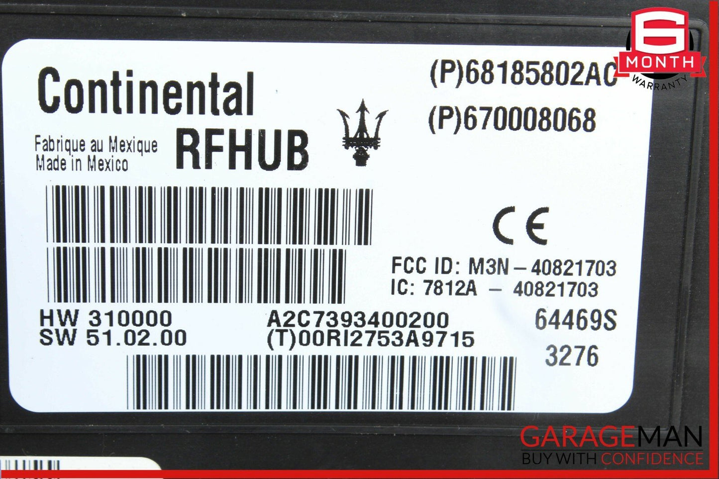 14-17 Maserati Ghibli HUB Passive Entry Control Module 670008068