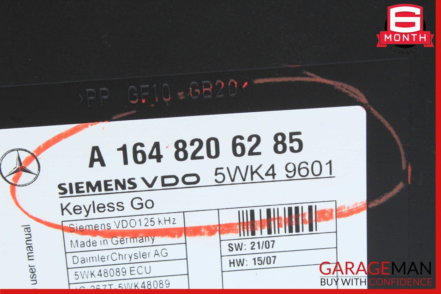 06-12 Mercedes X164 GL450 GL350 ML350 Keyless Go Control Module 1648206285 OEM