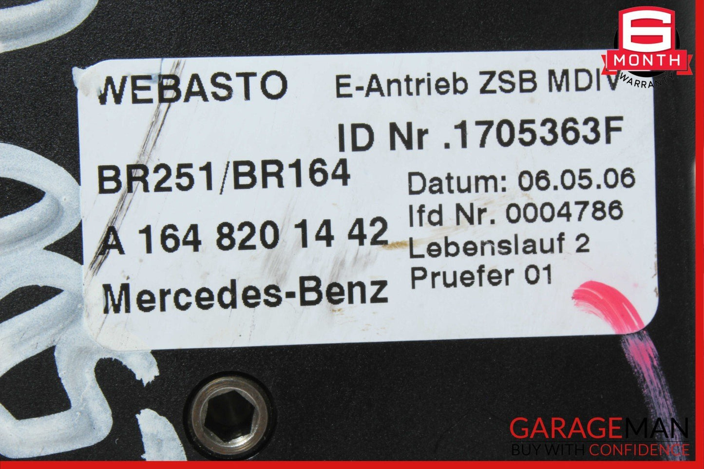06-12 Mercedes W251 R350 ML550 Panoramic Sunroof Sun Roof Motor 1648201442 OEM