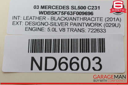 03-12 Mercedes R230 SL500 Convertible Trunk Frame Left Lock Cylinder OEM