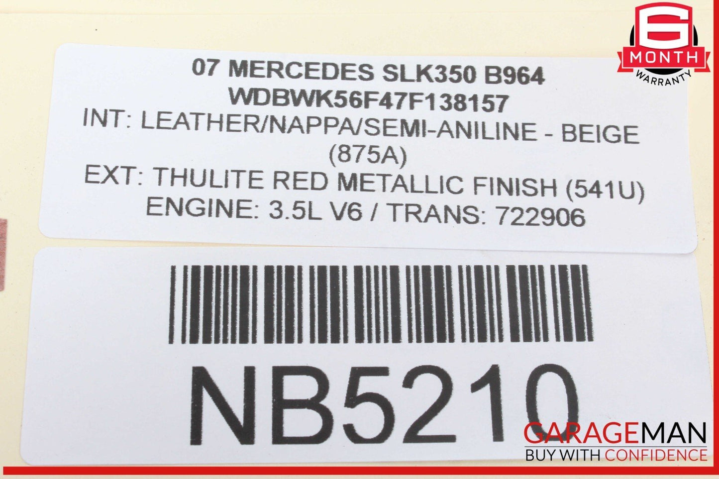 05-11 Mercedes R171 SLK350 SLK280 Front Right Side Door Lock Latch Actuator OEM