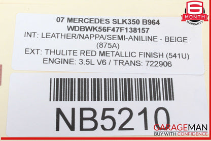 05-11 Mercedes R171 SLK350 SLK280 Front Right Side Door Lock Latch Actuator OEM