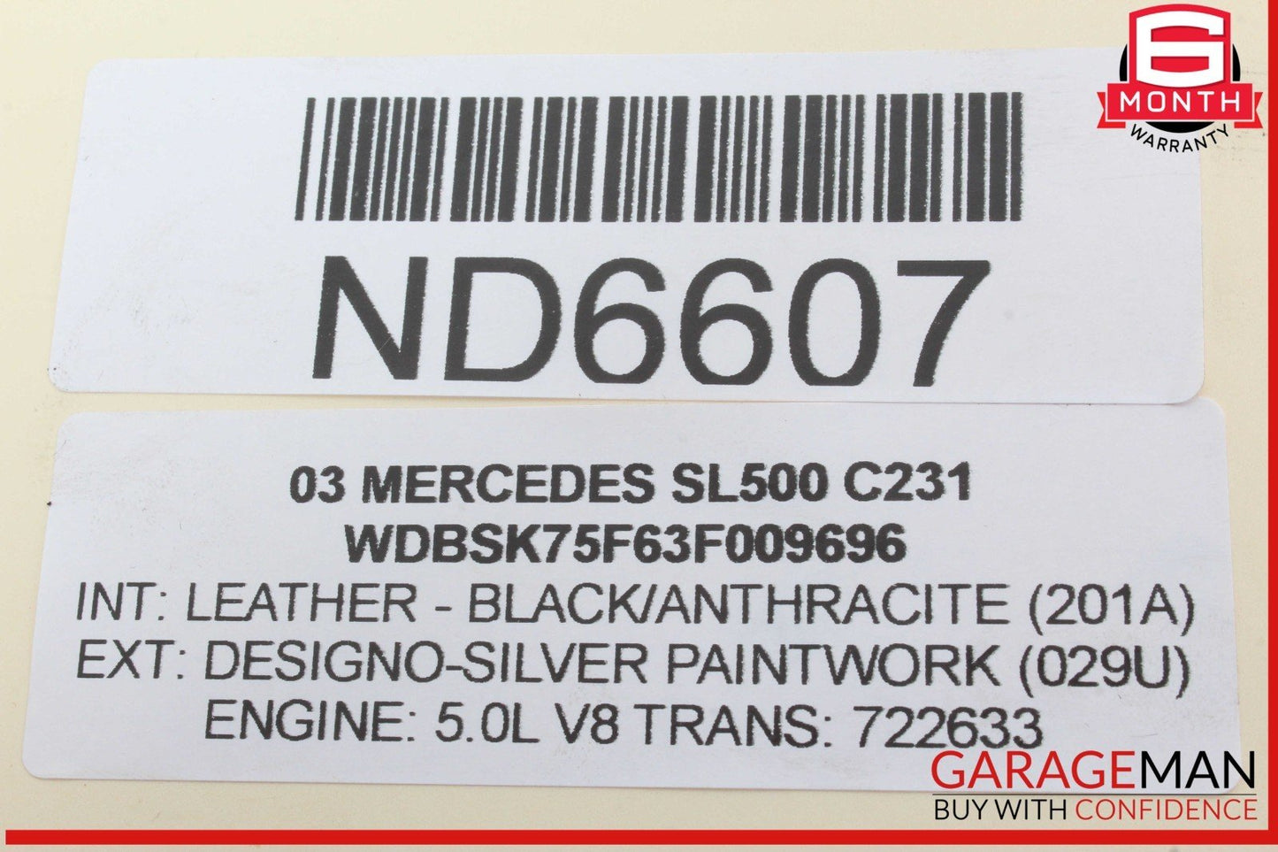 03-12 Mercedes R230 SL500 SL550 Convertible Left Lock Pawl Cylinder OEM