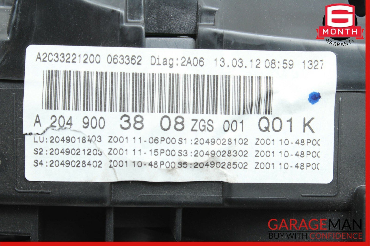 12-14 Mercedes W204 C250 C300 Speedometer Odometer Instrument Cluster Gauge