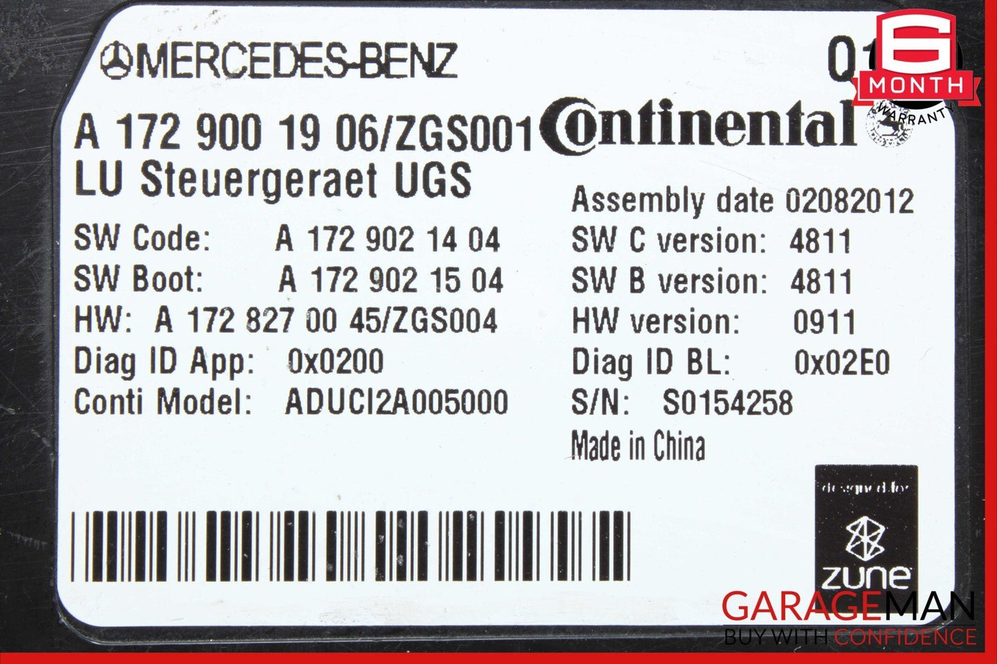 12-20 Mercedes W204 C250 E550 GL550 Communication Control Module Unit
