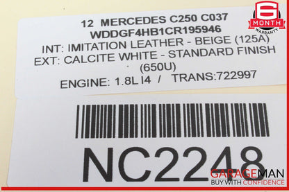 12-14 Mercedes W204 C250 Front Left Side Exterior Door Handle Keyless Go OEM