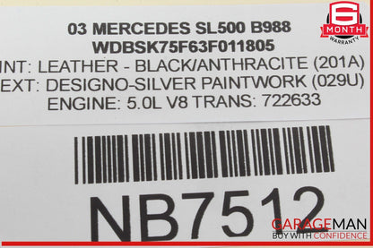03-08 Mercedes R230 SL500 Rear Left Seat Belt Retractor Luggage w/ Speaker OEM