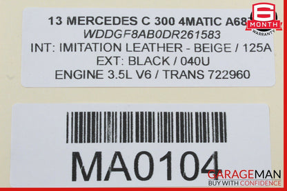 08-14 Mercedes W204 C300 C63 AMG Rear Overhead Dome Light Lamp Reading Map OEM