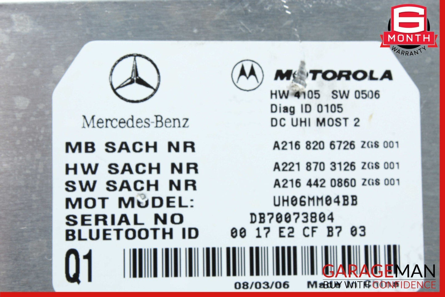 07-10 Mercedes W216 CL500 S600 CL550 S550 Bluetooth Communication Module Unit
