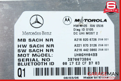 07-10 Mercedes W216 CL500 S600 CL550 S550 Bluetooth Communication Module Unit