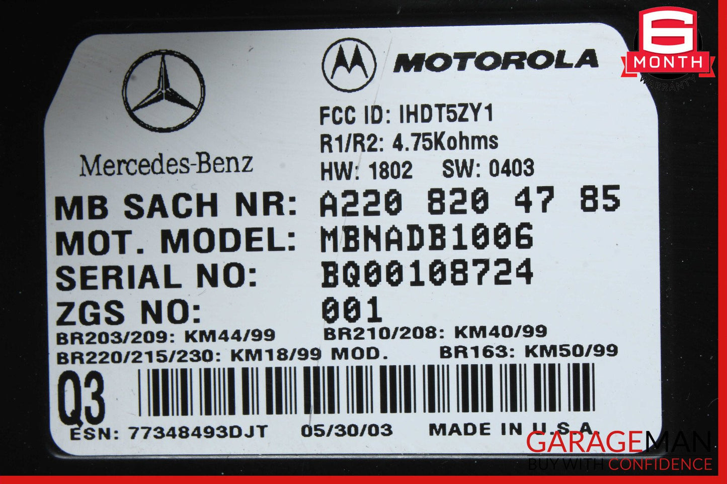 00-06 Mercedes W163 ML350 ML500 Voice Phone Communication Control Module OEM