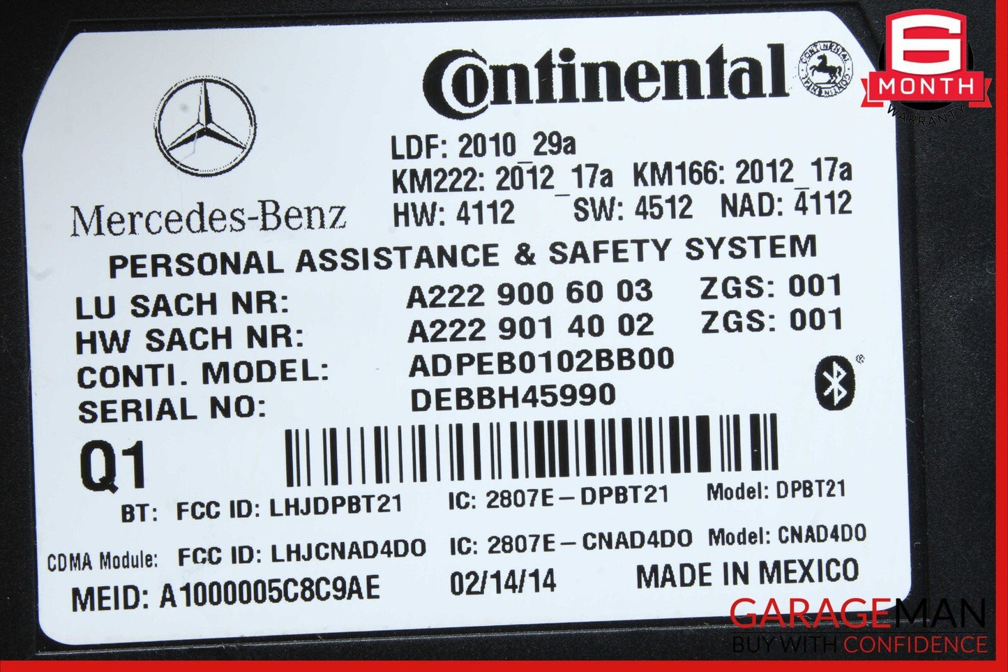 12-20 Mercedes GLK350 SL400 E550 C250 Communication Control Module Unit