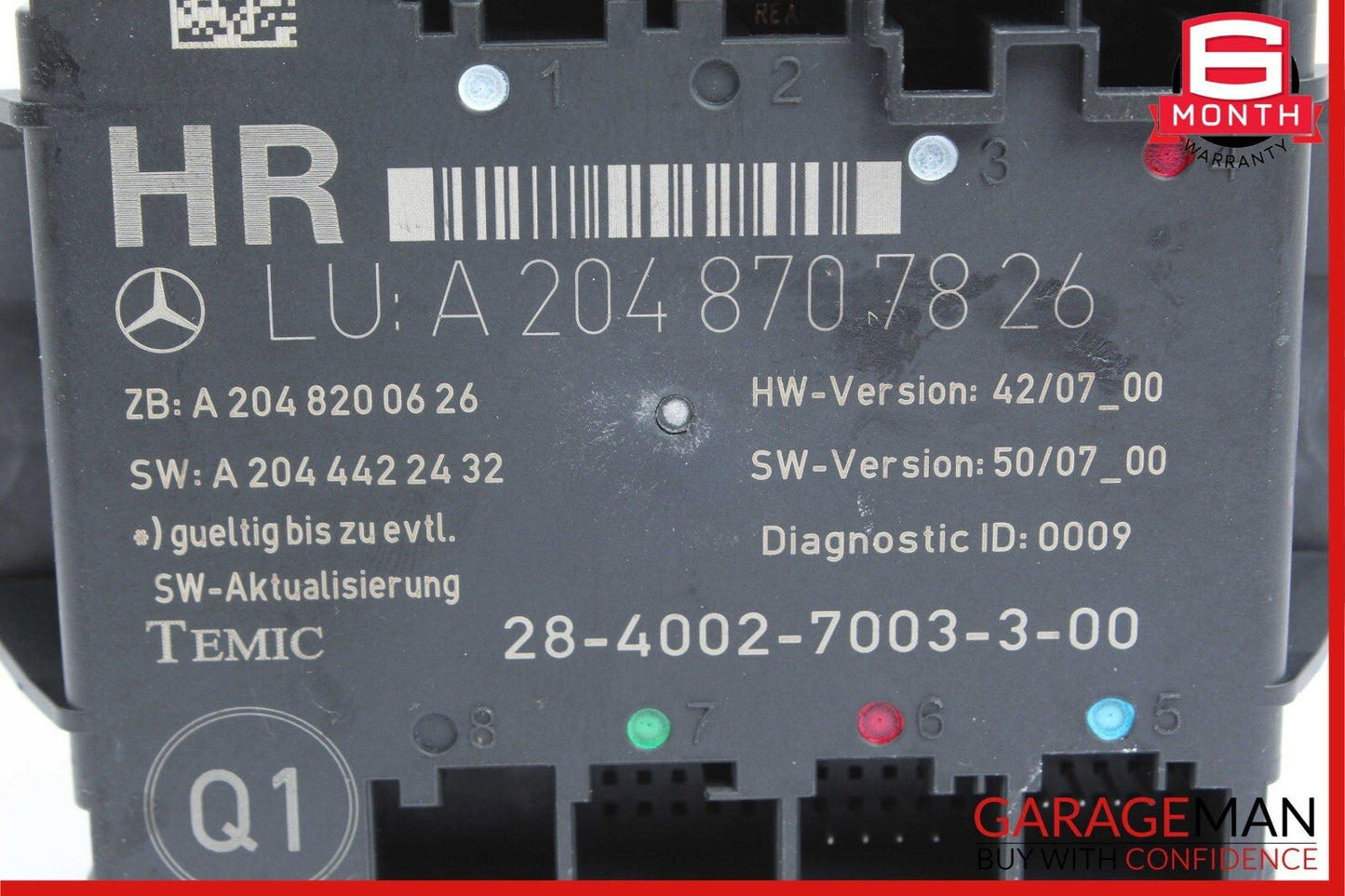 09-15 Mercedes X204 GLK350 Rear Right Passenger Side Door Control Module Unit